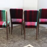 Mid-Century Velvet Dining Chairs, 1950s, Set of 4