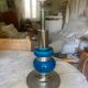 Lamp foot in ceramic and chrome 70s
