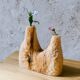 Hand-carved soliflore vase in solid lime wood.
