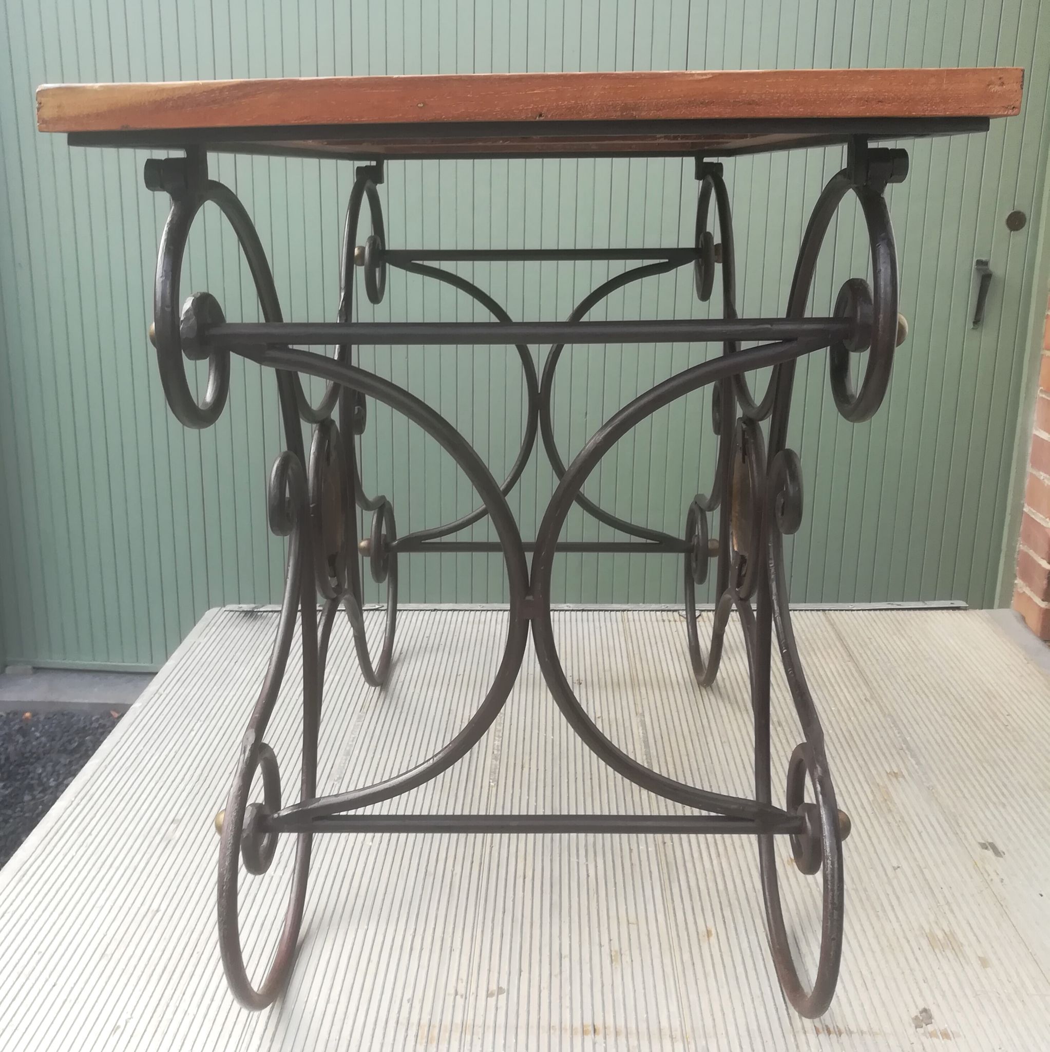 Wrought iron and bronze butcher's table