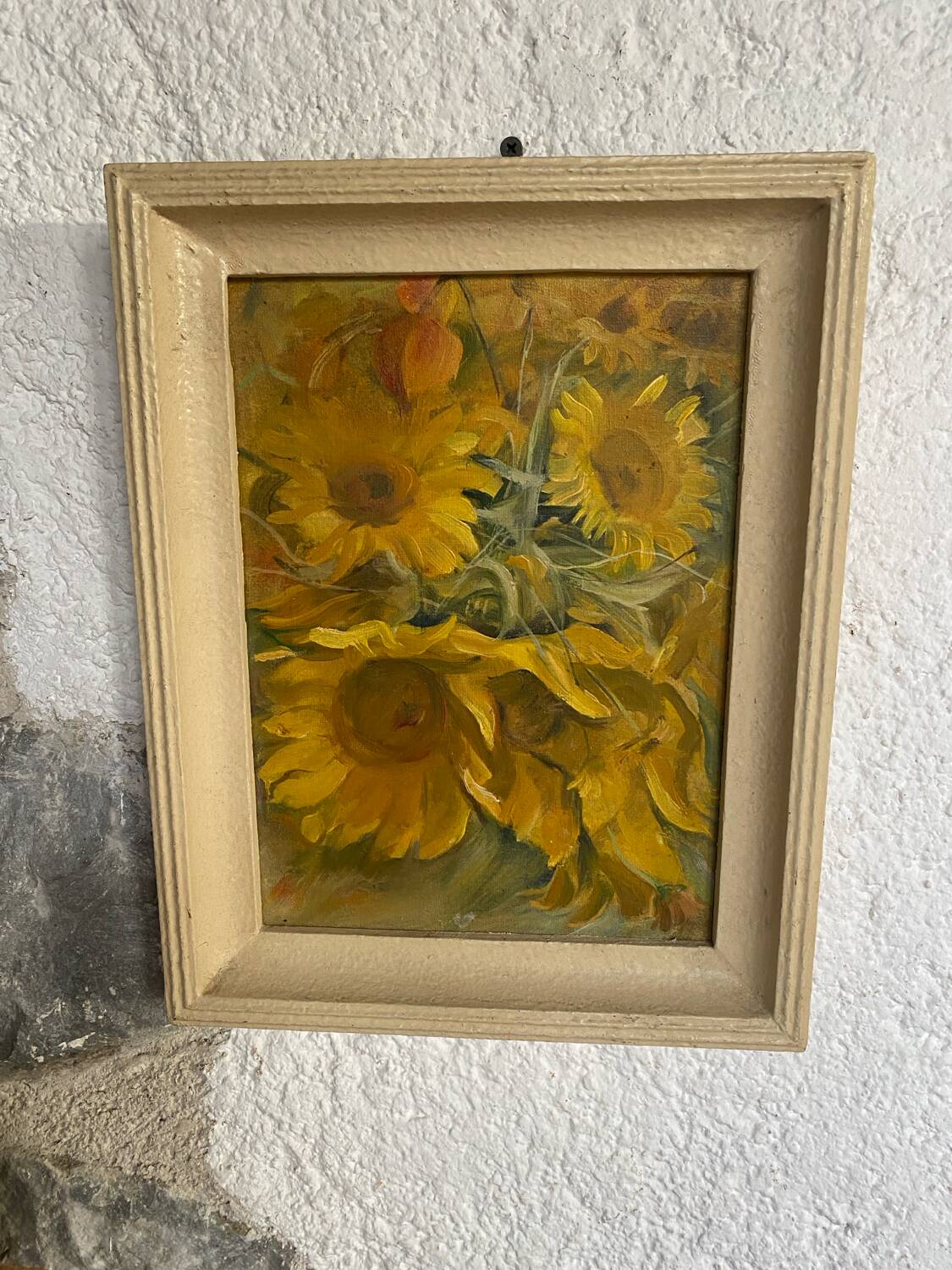 Old framed oil on canvas “Sunflowers”