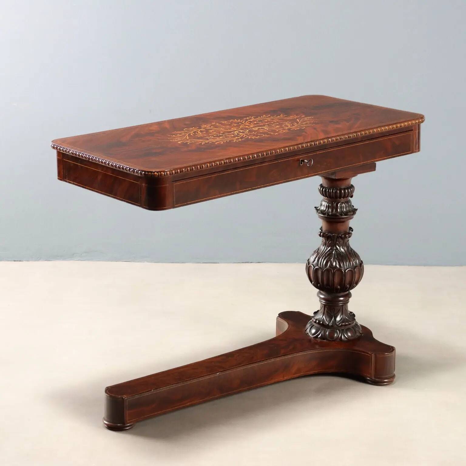 Antique Charles X bedside table in maple and mahogany, France, 19th century.