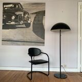 Armchair in black aluminum and leather by Effezeta, 1970