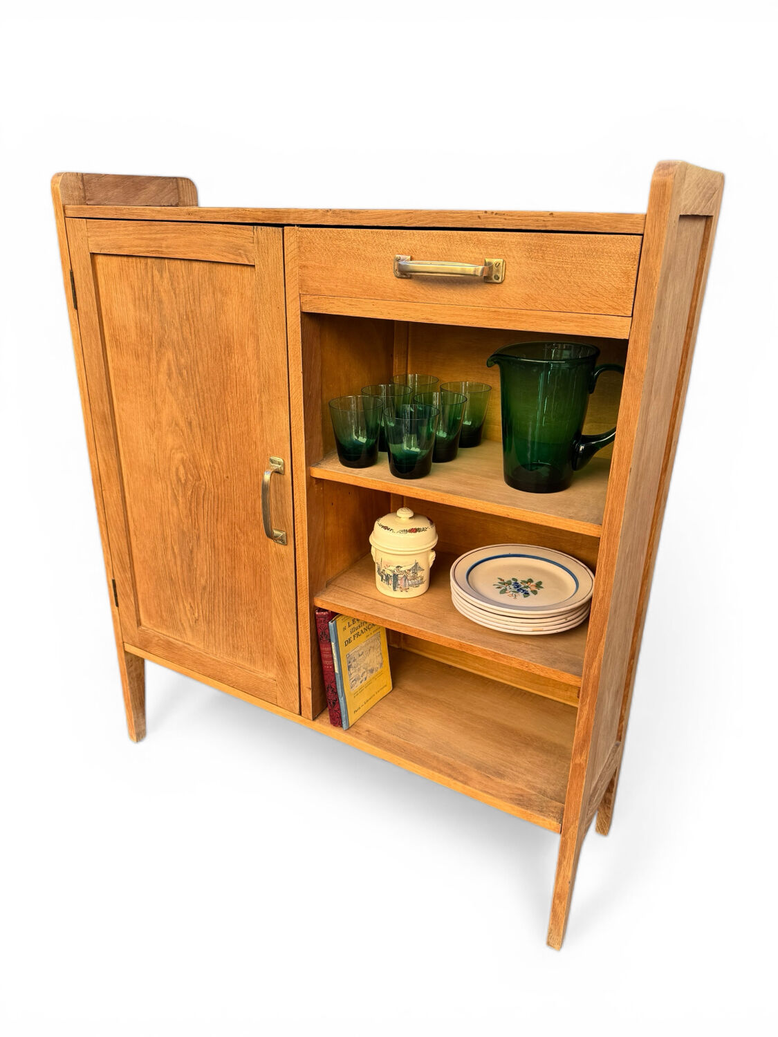 Parisian buffet, raw oak, compass legs, 1950.