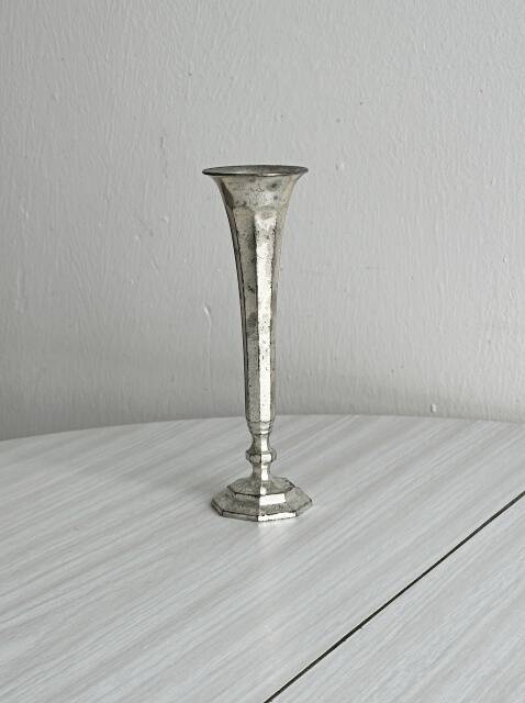 Antique patinated metal soliflore vase