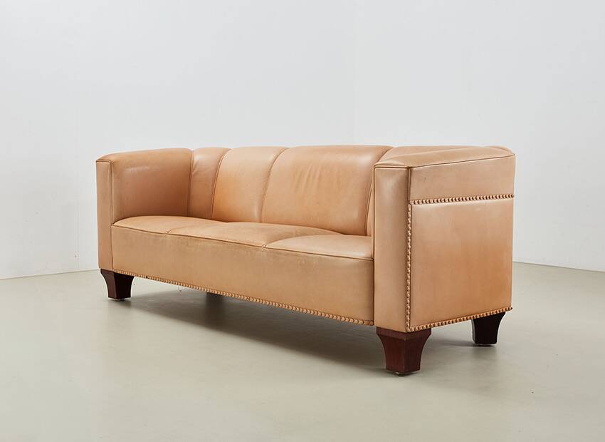 Josef Hoffmann Palais Stoclet Leather Sofa for Wittmann Austria 1905/1990s