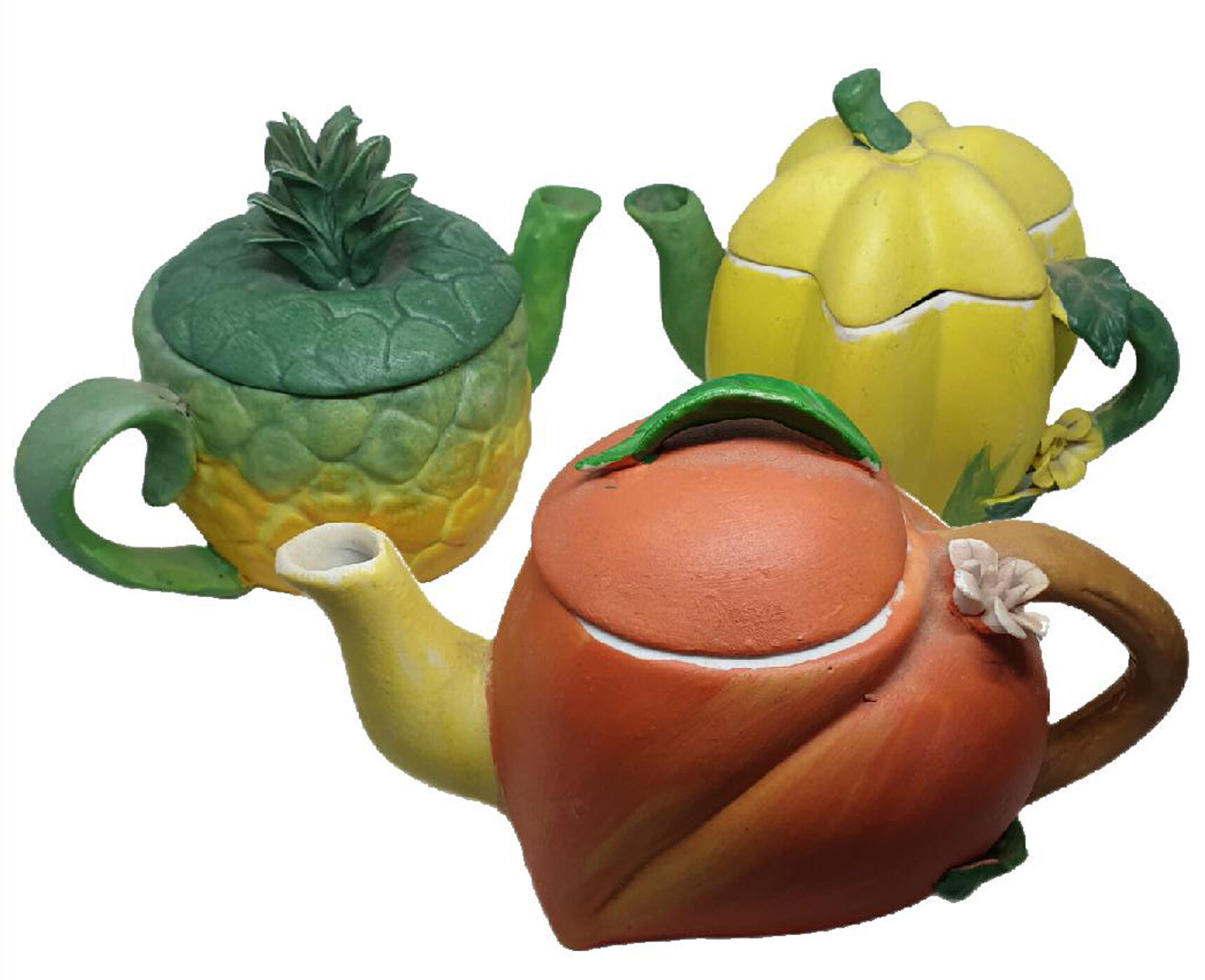 Trio of Fruit Teapot Original Vintage