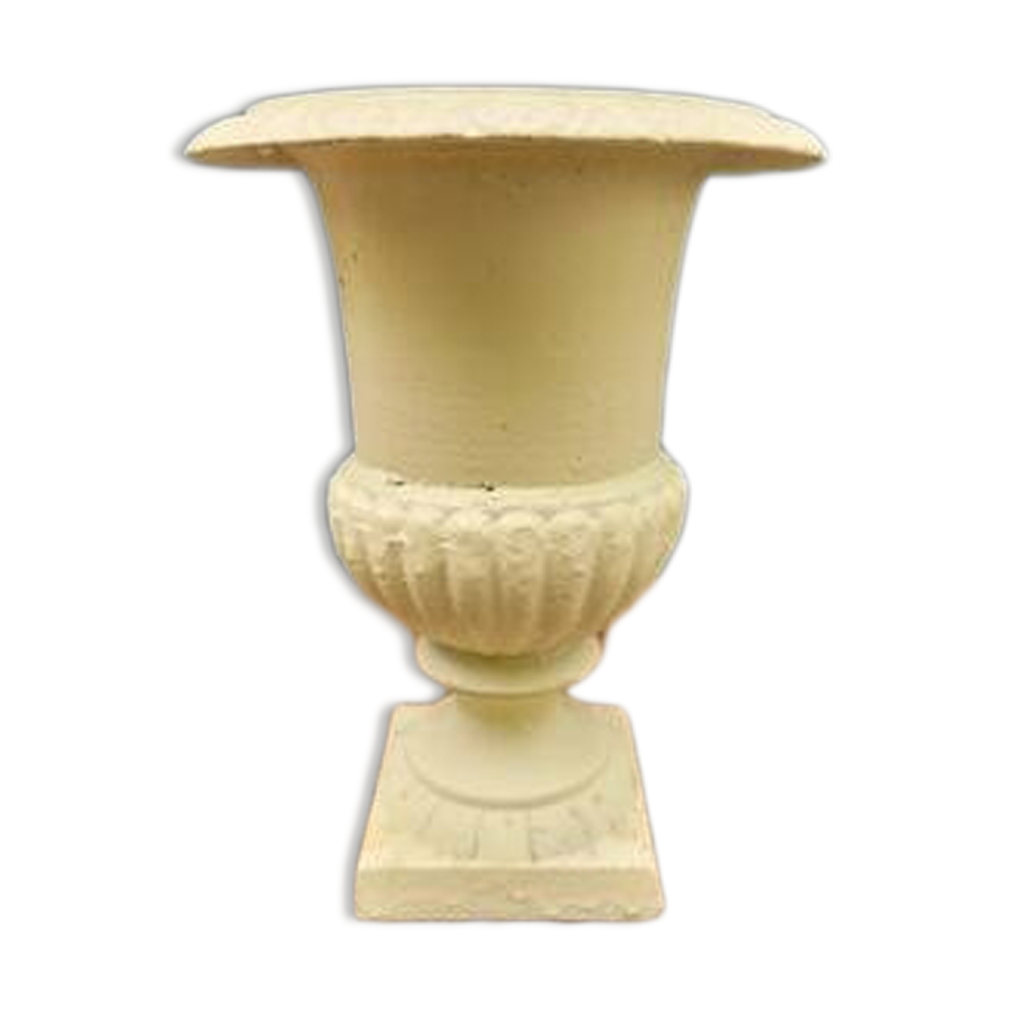 Cast iron garden vase cream white large