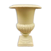 Cast iron garden vase cream white large