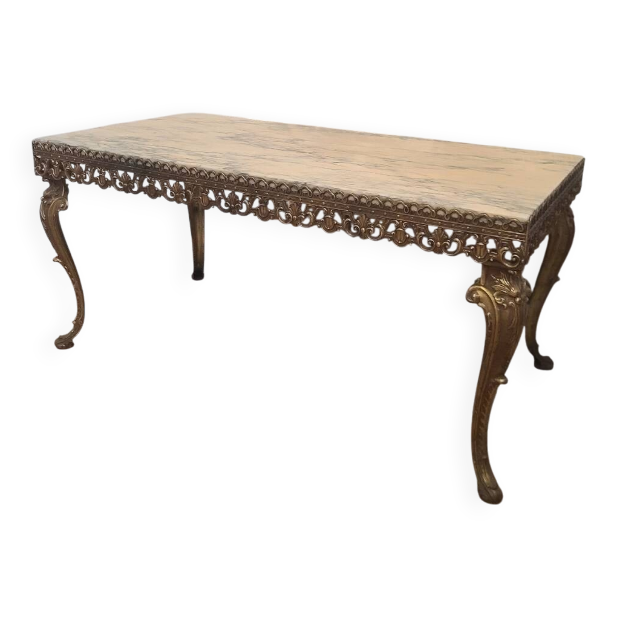 Marble coffee table with brass legs