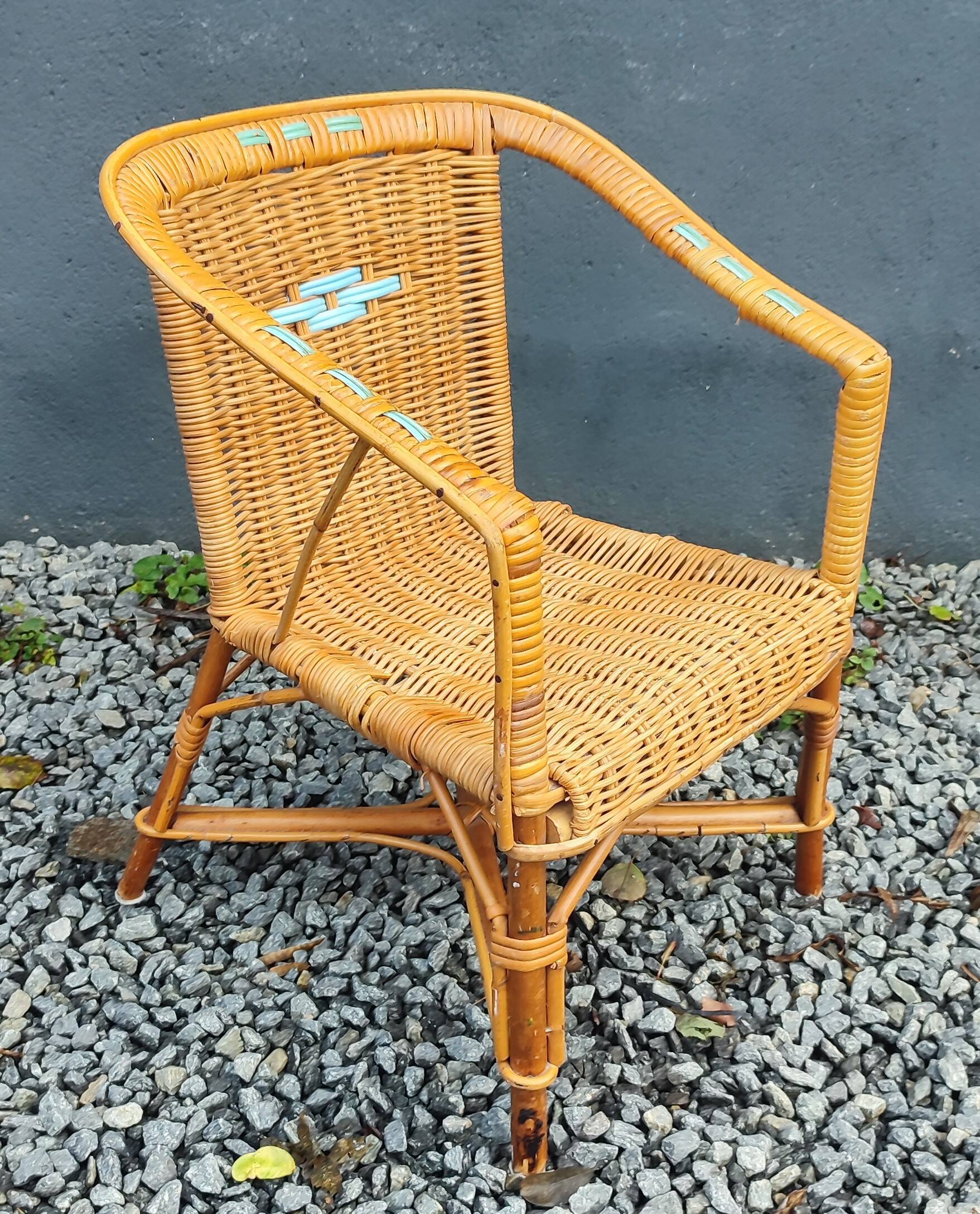 Small vintage rattan armchair/chair for children