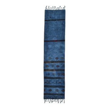 Soft Blue Turkish Woven Hallway Runner Rug, 79x342 Cm