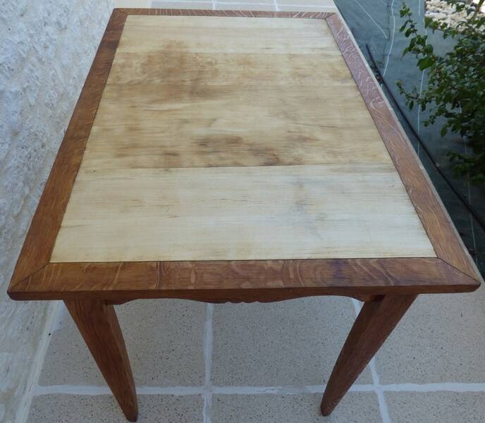 Italian wooden table with 2 extensions from 90 cm to 150 cm, completely restored