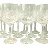 Set of 12 cut crystal wine glasses