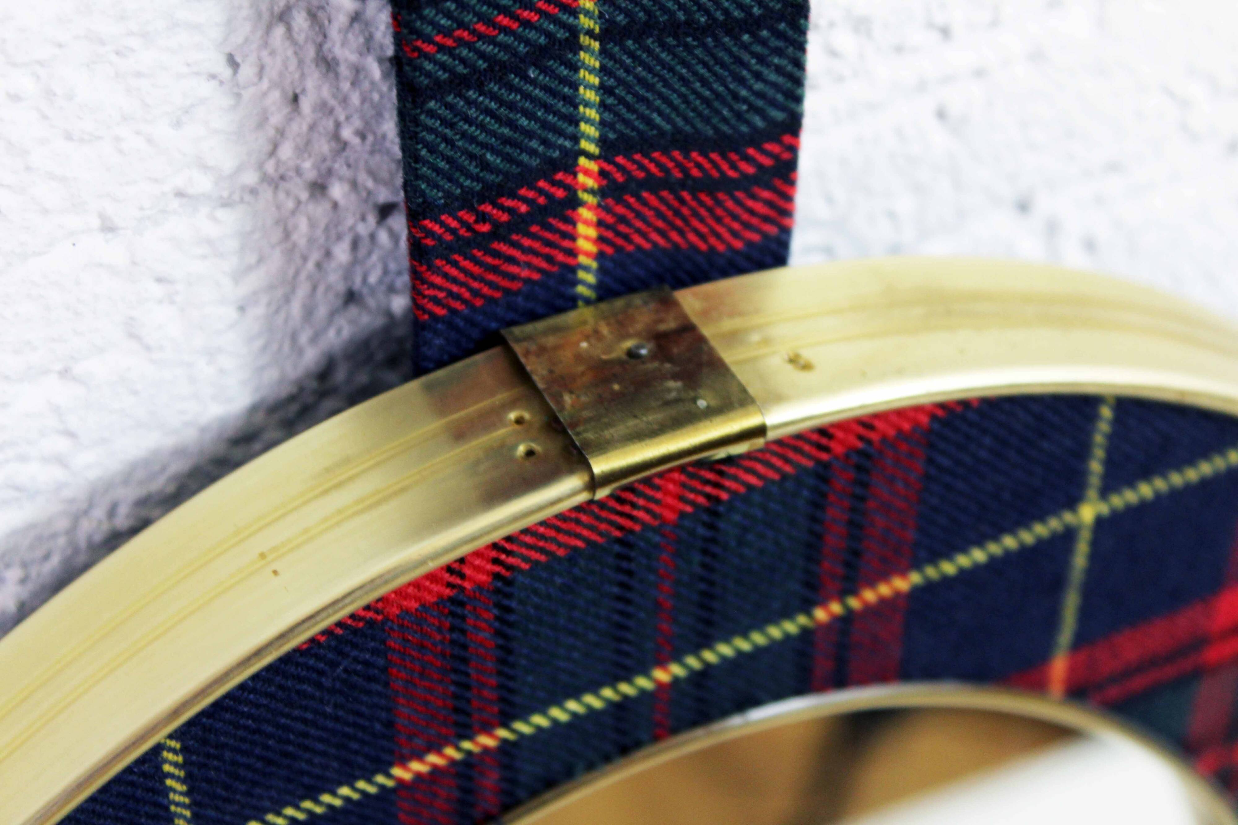 Vintage brass mirror in Scottish fabric