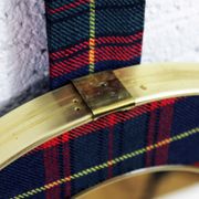 Miroir vintage laiton tissu écossais