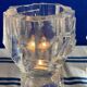 Set of 2 Swedish brutalist frosted glass candle holders.
