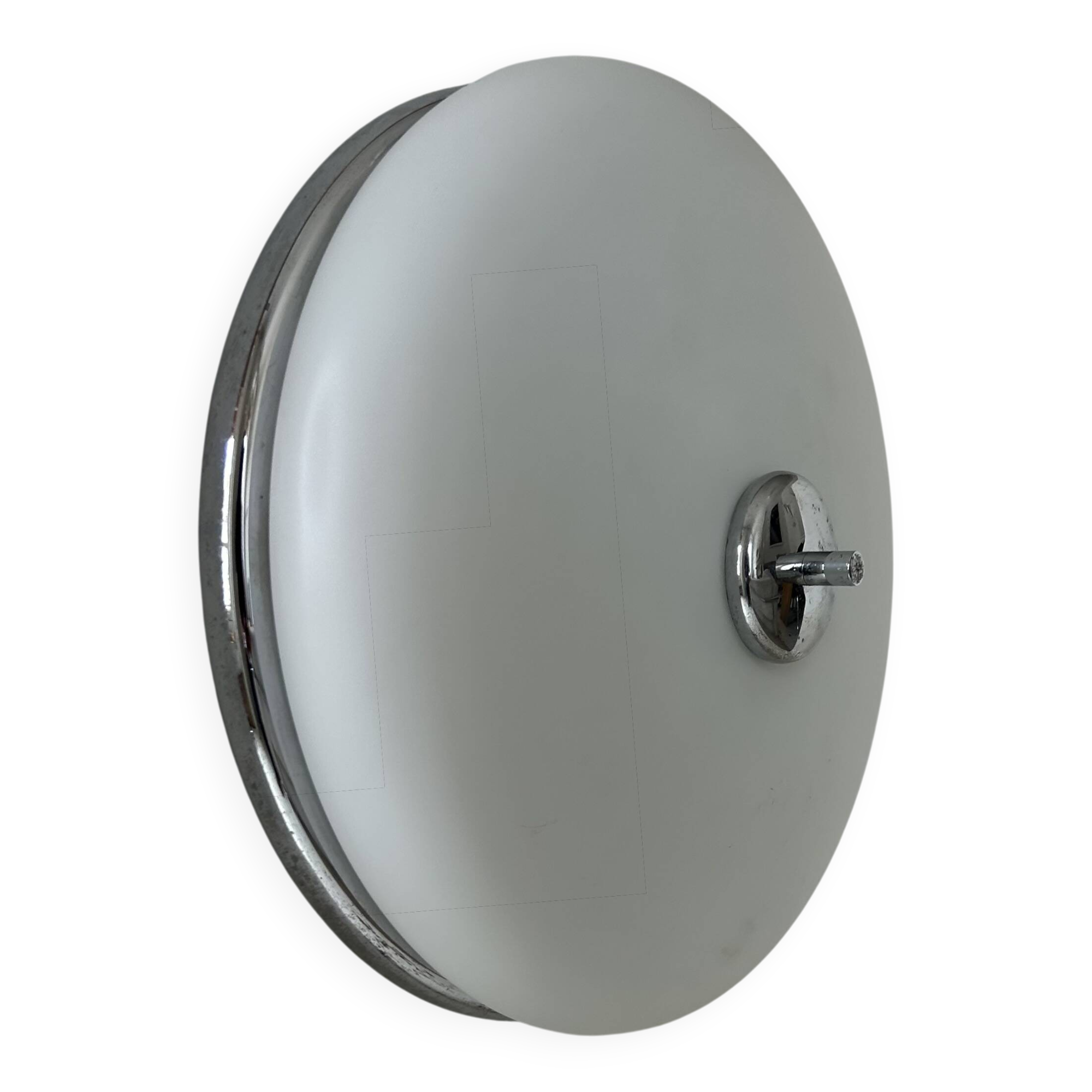 Vintage XL wall light, opaline and chrome, France 1960