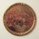 Old small painting framed and signed reproduction with a bouquet of roses