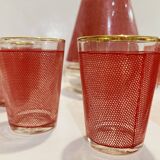 Set red liquor 1 carafe + 8 glasses Bvb France -retro cuisine vintagz