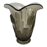 Art Deco glass tulip vase Czechoslovakia