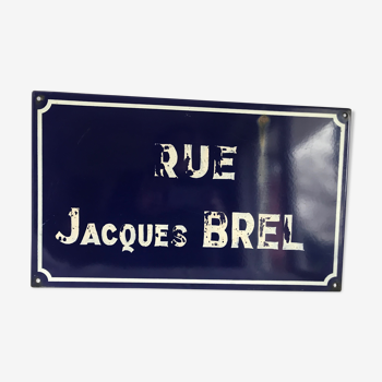 Street plaque enamelled Rue Jacques Brel