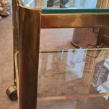 Jacques Quinet for Broncz, wheeled cart in bronze and glass, 20th century.