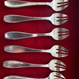 6 fourchettes à Huîtres période Art-Deco 1930 - argent massif initiales YD