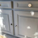 Robust country sideboard with country charm with marble handles in gray and white chalk