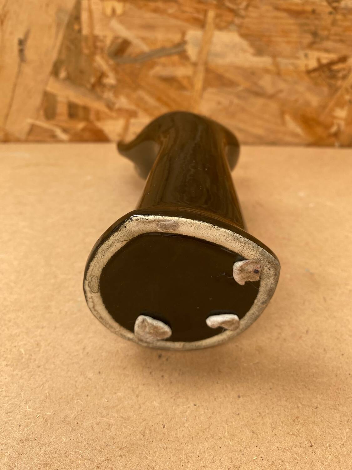 Antique Black Ceramic Hand Soliflore Ring Sizer Vintage Decoration
