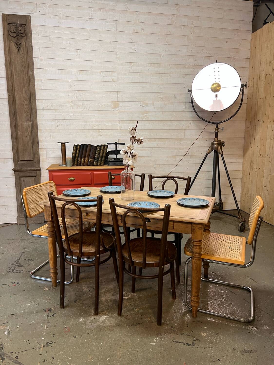 Table de ferme en chêne pied tournés