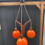 Scandinavian Rispal teak chandelier 1960