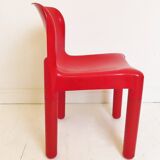 Vintage Italian Red Plastic Chair By Carlo Bartoli For Kartell Italy
