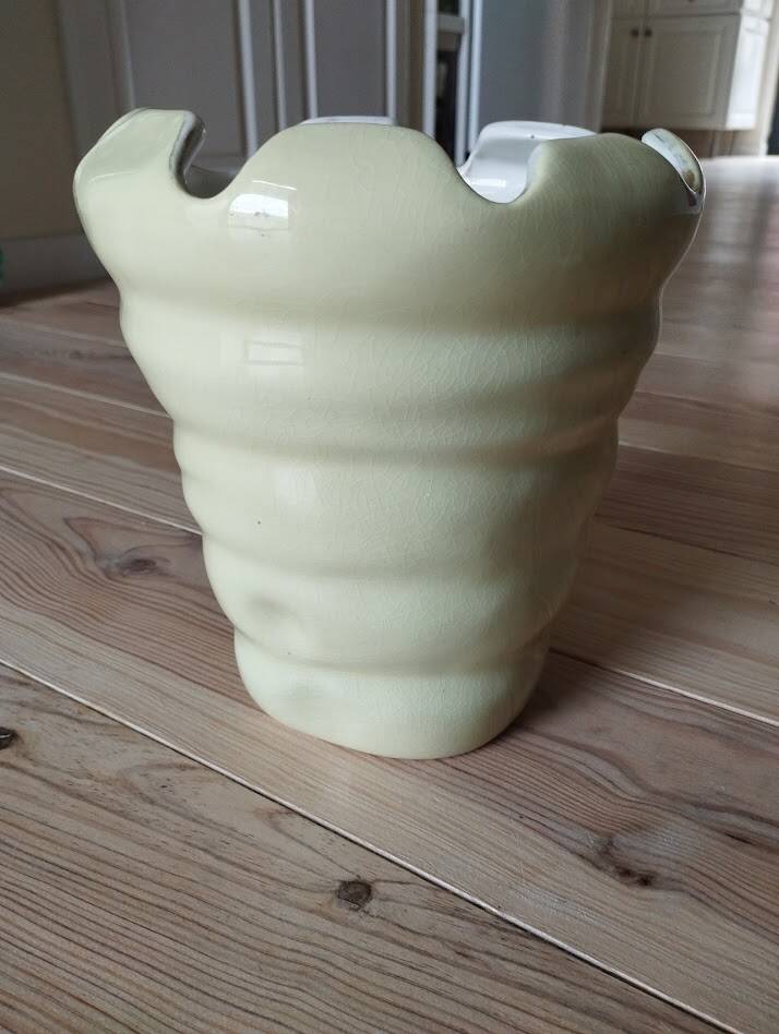 Vintage shell vase Salins – French crackled earthenware – 1970s