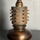 Brutalist wood turned and cast iron large table lamp, 1960s
