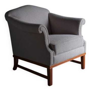 Fauteuil lounge gris bouclé | Suède | Années 1940