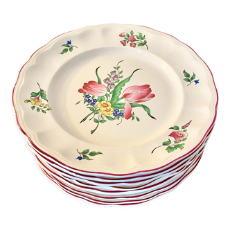 Set of flat plates Lunéville flowers (street lamp)