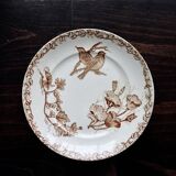 Onnaing ironstone dessert plate "Fleurs Jetées" brown