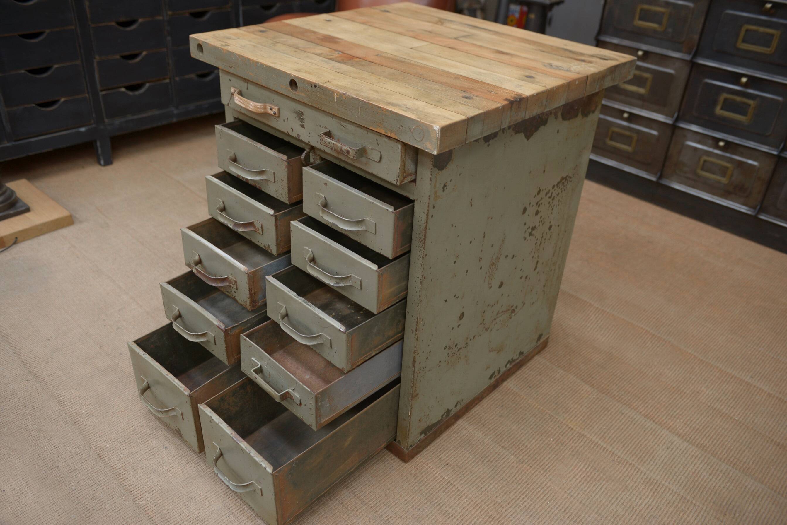 1950s Military Metal Drawer Cabinet