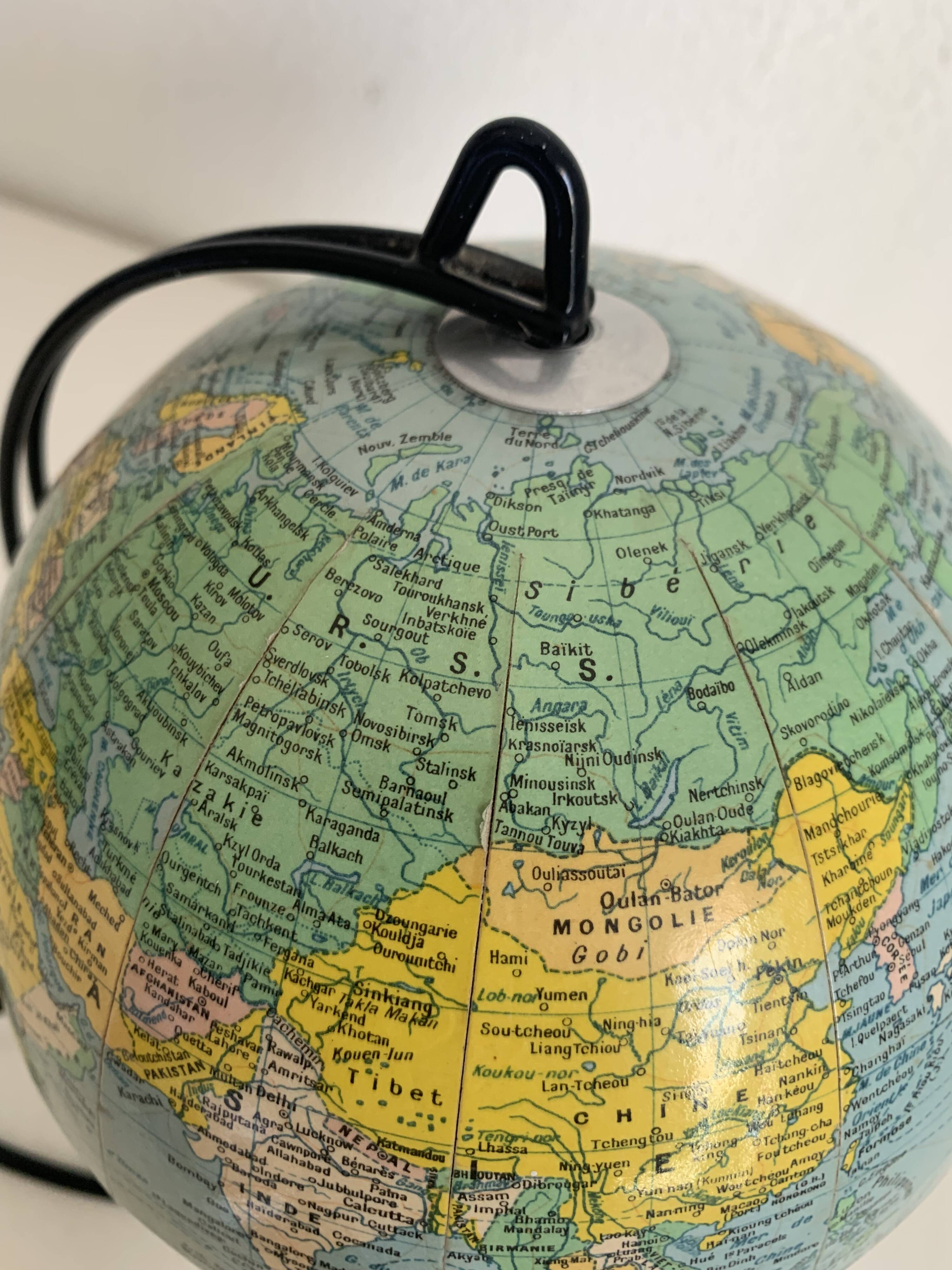 Vintage 1960 Girard Barrère world map globe - 23 cm