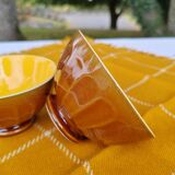 Pair of brown/yellow ribbed bowls - Digoin & Sarreguemines