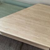 Vintage travertine and glass coffee table