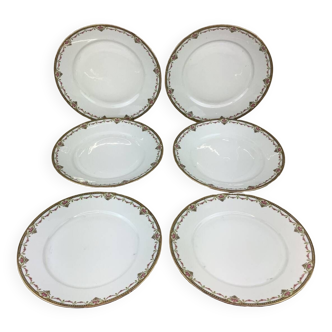 6 Assiettes plates porcelaine Limoges
