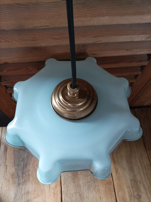 Pendant lampshade corole molded glass blue lace dp 0923068