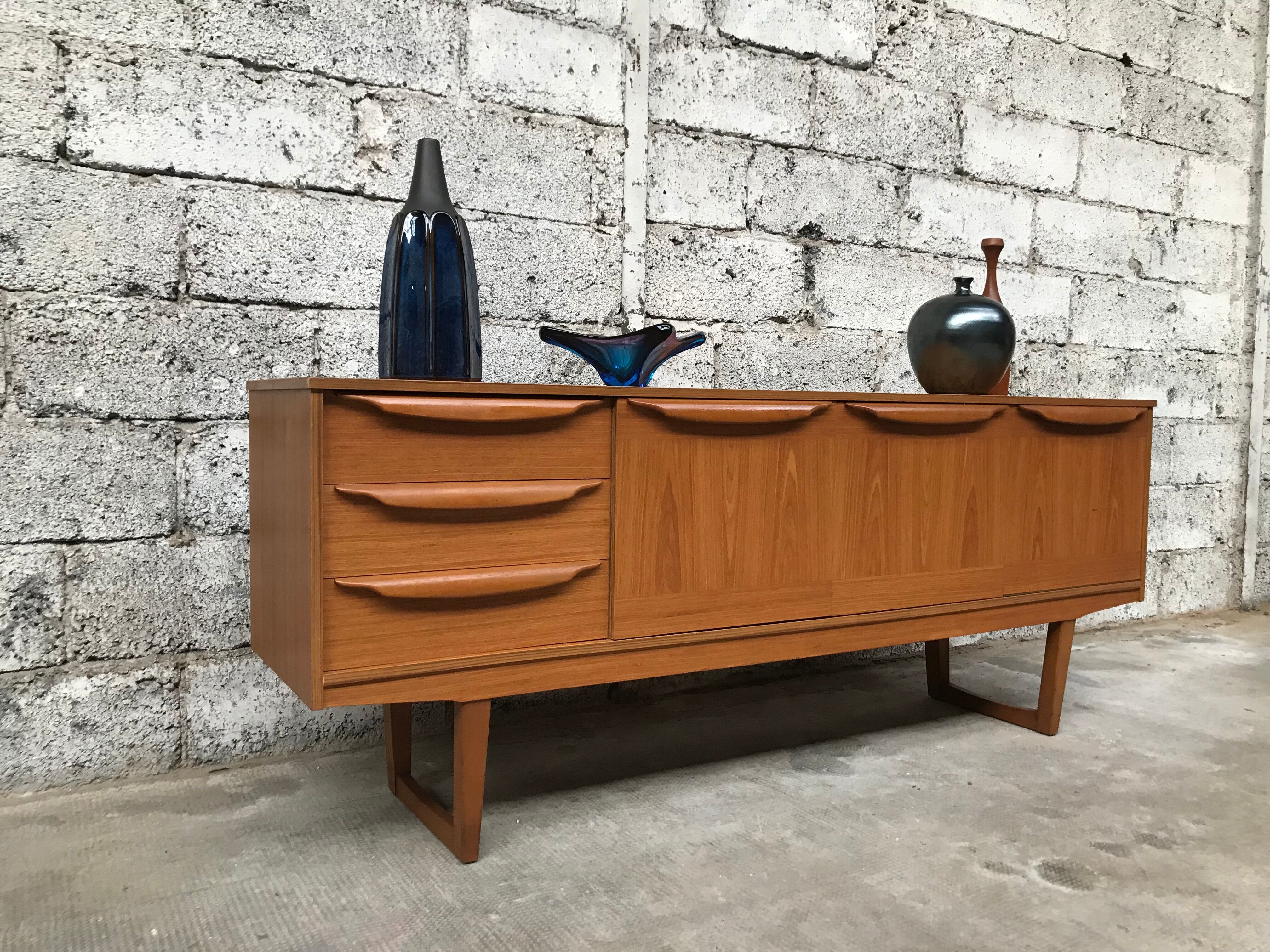 Small Scandinavian sideboard 1950-60 vintage design teak