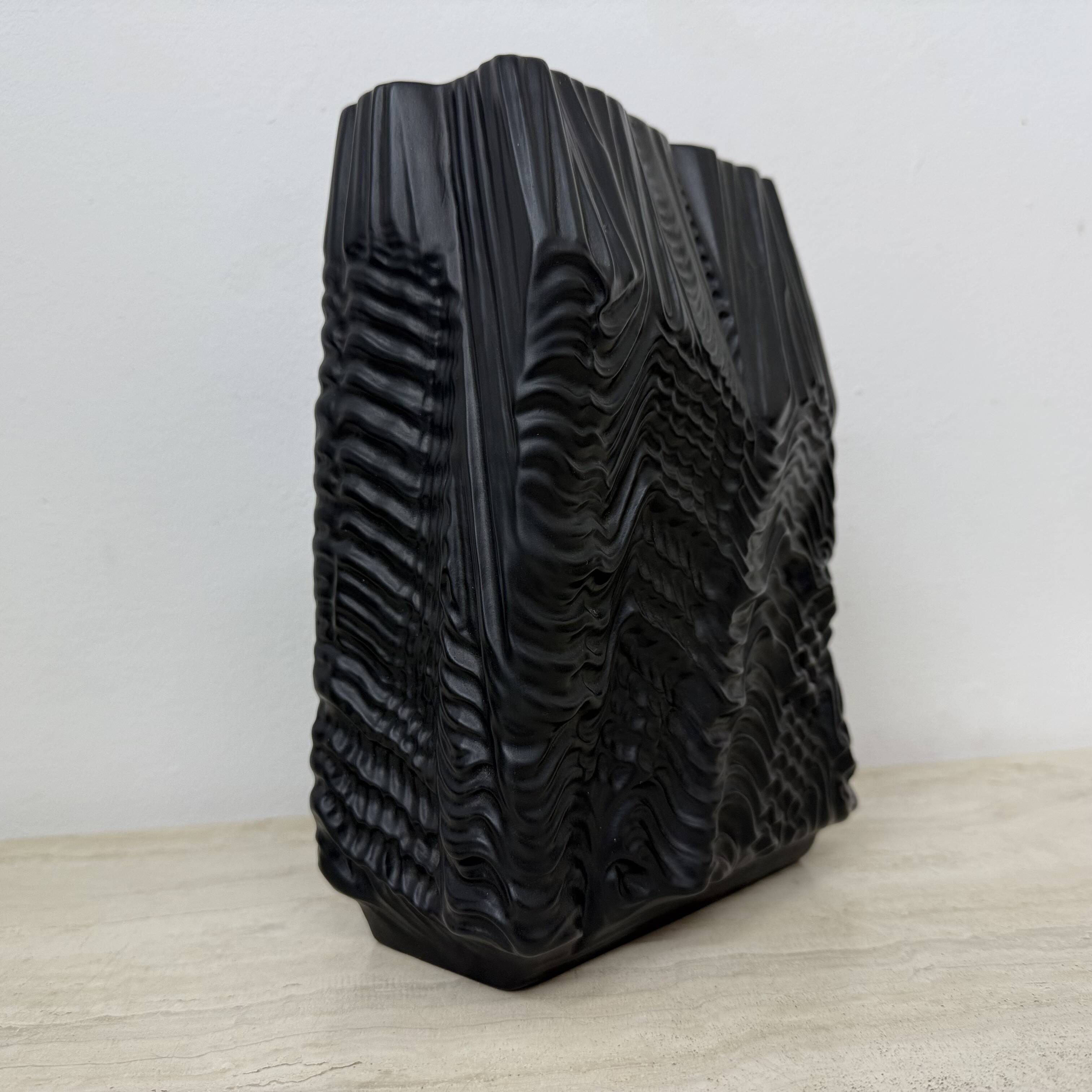 Rare Large Porcelain Rare Black ‘Kaskade’ Vase Martin Freyer for Rosenthal