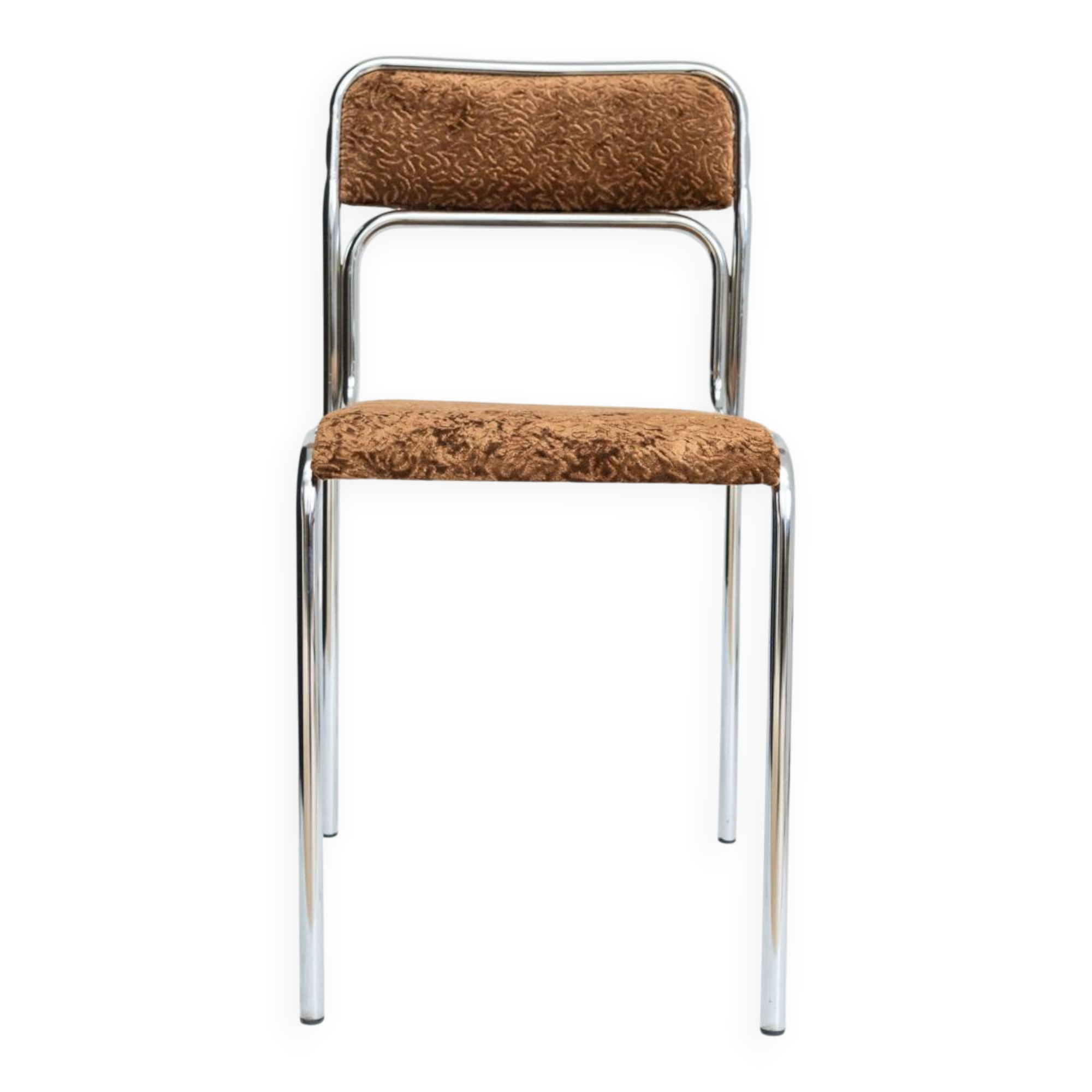Chrome chair in brown velvet Italian design