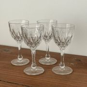 4 cut glass liqueur glasses on stems