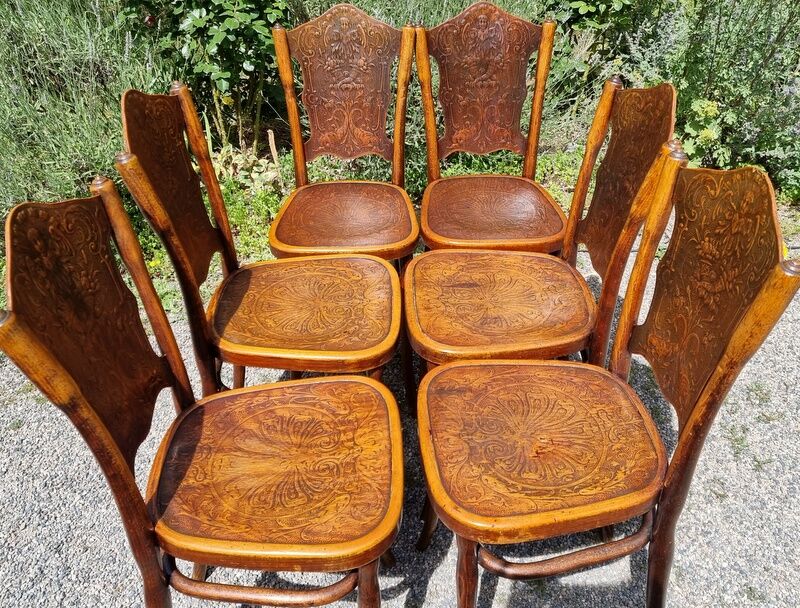 Suite of 6 Viennese bistro chairs from J&J KOHN 1900 ca