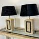 Table lamps in travertine and brass, Regency style, Maitland Smith, 1980.
